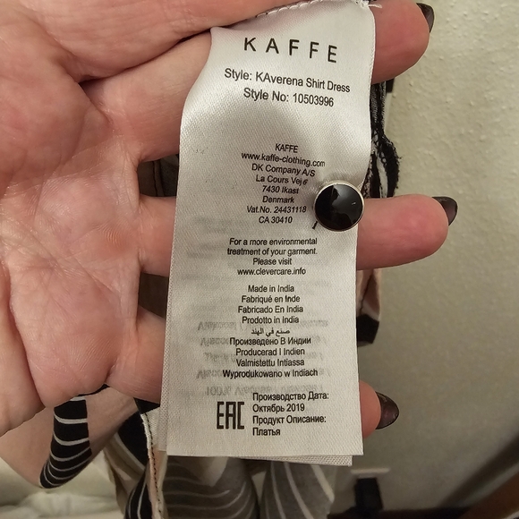 KAFFE KAverena SHIRT DRESS Geometric Print Long Sleeve Button Down Womens Sz 34 - Picture 6 of 8